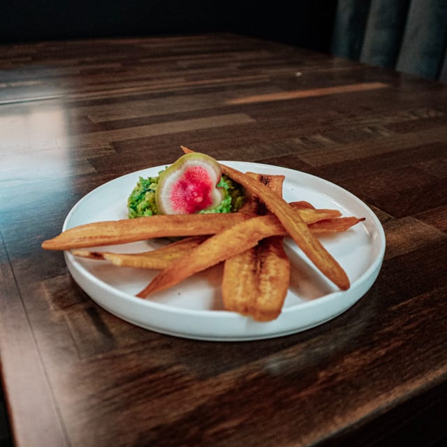 Chips & Guac (Plantain Chips & Guacamole).